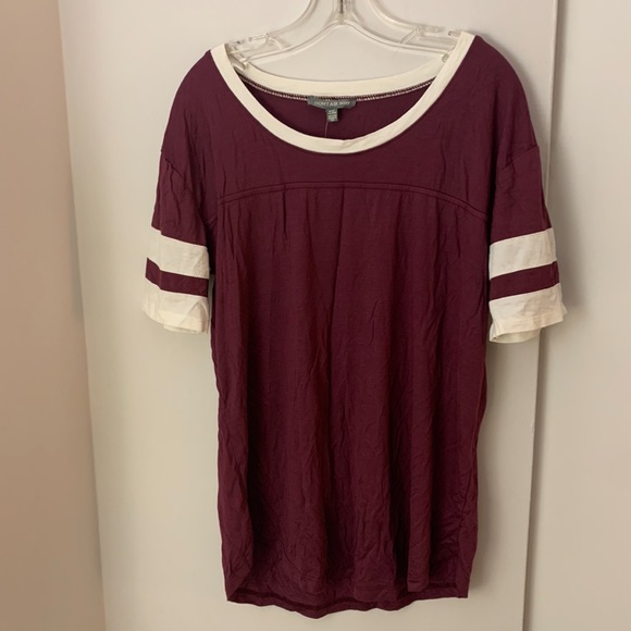 Maroon and White Varsity Stripe Soft T-Shirt - Picture 2 of 8